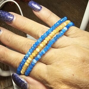 Apatite and orange jade stretchy bracelets